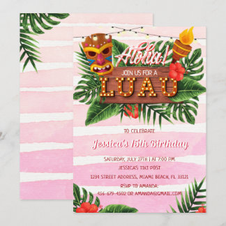 Tropical Luau Girl Einladung zum Geburtstag