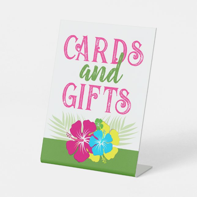 Tropical Luau Hawaiian Cards & Gifts Table Party Sockelschild (Tropical Luau Hawaiian Cards & Gifts Table Party Pedestal Sign)