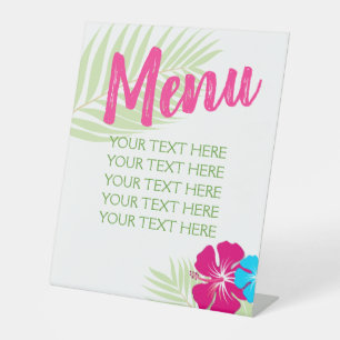 Tropical Luau Hawaiian Editable Menu Party Sockelschild