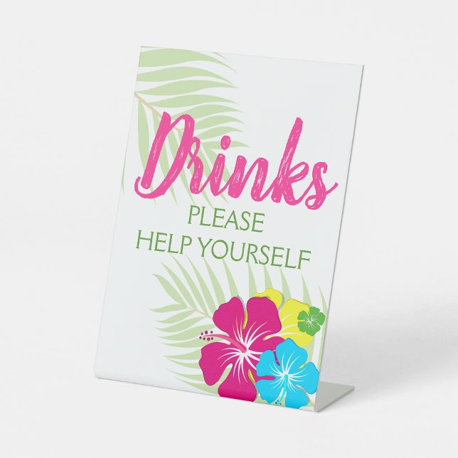 Tropical Luau Hawaiian Hibiskus Drinks Table Party Sockelschild (Tropical Luau Hawaiian Hibiscus Drinks Table Party Pedestal Sign)