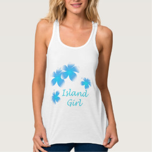 Tropical Luau Island Girl Floral Flowatt Tank Top