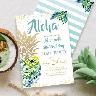 Tropical Luau Pineaple Beach Einladung zum Geburts
