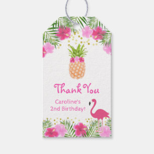 Tropical Luau Pineaple Flamingo Geburtstag Geschenkanhänger