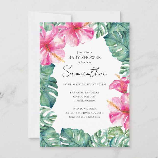 Tropical Luau Theme Baby Shower Einladung (Vorderseite)