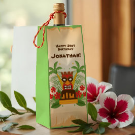 Tropical Luau Tiki Bar Fun Retro Hawaiian Geburtst Geschenktüte Für Weinflaschen
