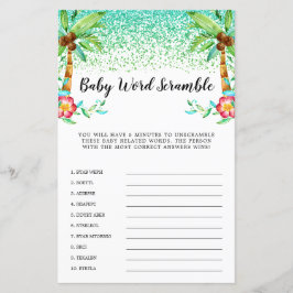 Tropical Luau Watercolor Glitzer Word Scramble