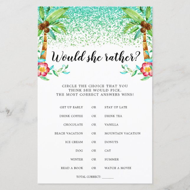 Tropical Luau Watercolor würde sie eher spielen (Vorderseite)