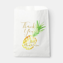 Tropical Lucky Golden Watercolor Ananas Geschenktütchen