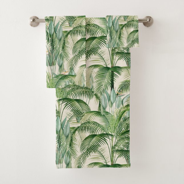Tropical Lush Foliage Palm Blätter Muster Badhandtuch Set (Insitu)