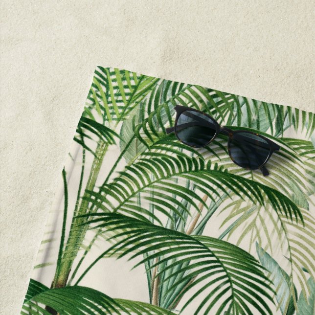 Tropical Lush Foliage Palm Blätter Muster Strandtuch (Beispiel)