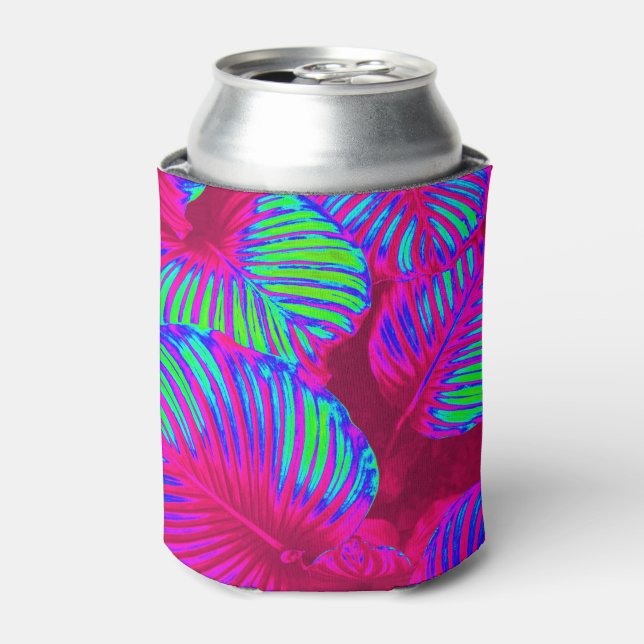 Tropical Lush Magenta Blätter Dosenkühler (Kanne Vorderseite)