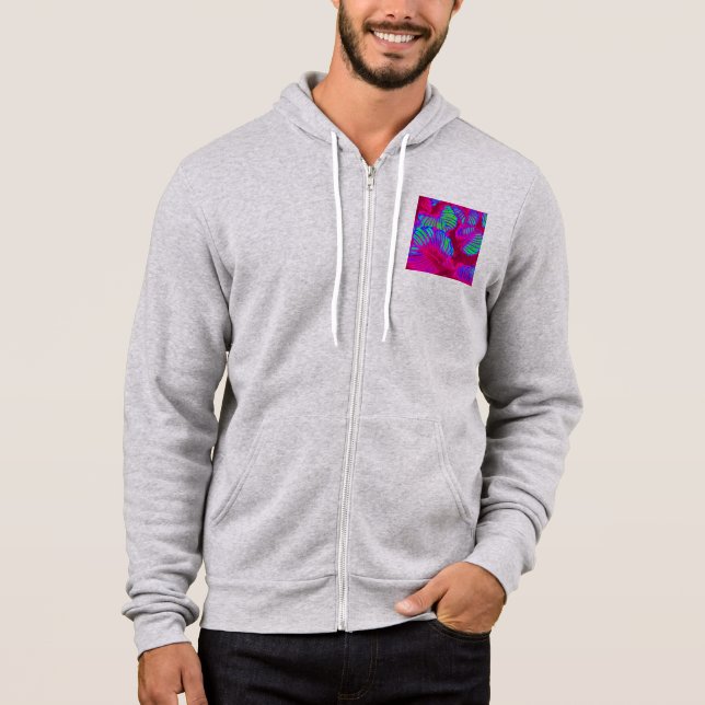 Tropical Lush Magenta Blätter Hoodie (Vorderseite)
