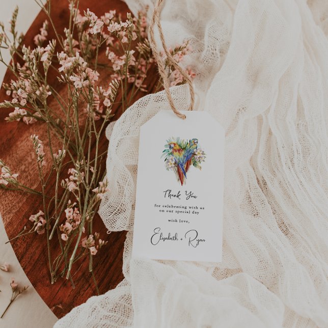 Tropical Macaw Wedding Vielen Dank Geschenkanhänger (Von Creator hochgeladen)