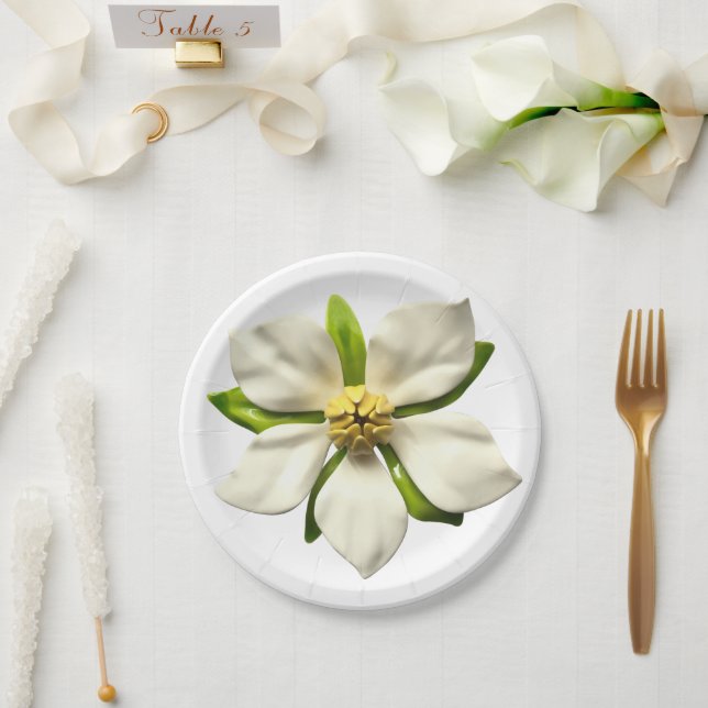 Tropical Magnolia Blume Frühjahrssommer Hochzeit Pappteller (Hochzeit)