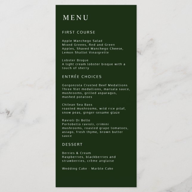 Tropical Magnolia White Green Red Menükarte (Vorderseite)