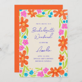 Tropical Marker Sketch Blume Border Bachelorette Einladung