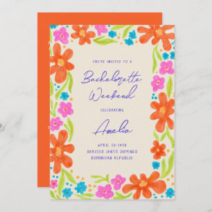 Tropical Marker Sketch Blume Border Bachelorette Einladung