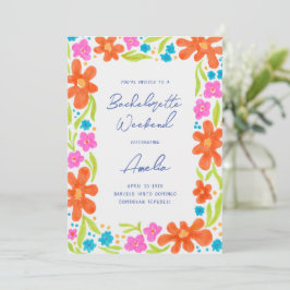 Tropical Marker Sketch Blume Border Bachelorette Einladung