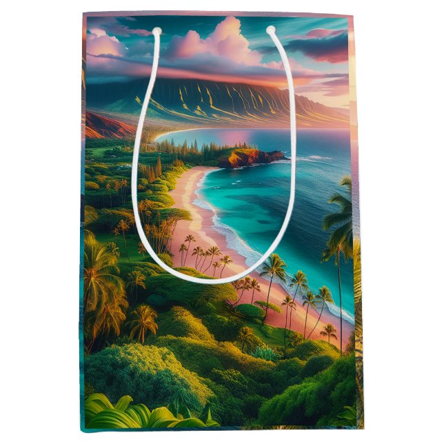 Tropical Maui Island Paradise Mittlere Geschenktüte (Vorderseite)