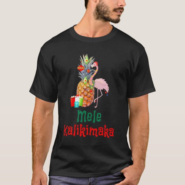 Tropical Mele Kalikimaka Ananas Flamingo Christ T-Shirt (Vorderseite)