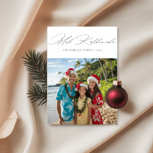 Tropical Mele Kalikimaka Familien-Strandfoto Feiertagskarte