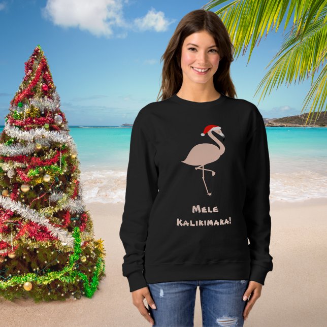Tropical Mele Kalikimaka Flamingo Santa Sweatshirt (Von Creator hochgeladen)