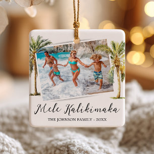 Tropical Mele Kalikimaka Foto-Ornament Keramikornament