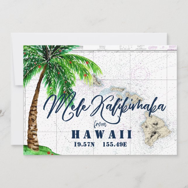 Tropical Mele Kalikimaka Nautical Christmas Feiertagskarte (Vorderseite)