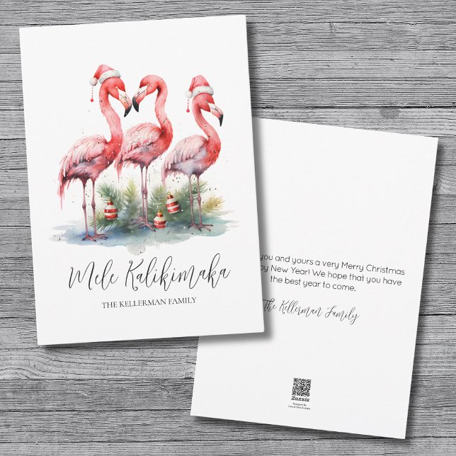 Tropical Mele Kalikimaka Weihnachten (Flamingo Tropical Mele Kalikimaka Christmas Holiday Card)
