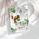 Tropical Mele Kalikimaka Weihnachtsfoto Collage Feiertagskarte<br><div class="desc">Schicken Sie Ihren Familien und Freunden tropische Urlaubsstimmung - hawaiianischer Stil mit diesen üppigen botanischen Aquarellen und Imitaten goldenen Weihnachtskarten Foto Collage Karten. Mit drei (3) Ihrer Lieblingsfotos, die mit tropischem Blattwerk und Imitaten mit goldenen Blüten überzogen sind, grüßt das Hawaiianische Weihnachtsgeschenk "Mele Kalikimaka" in eleganter Kalligraphie-Schrift Typografie, Ihren Namen...</div>