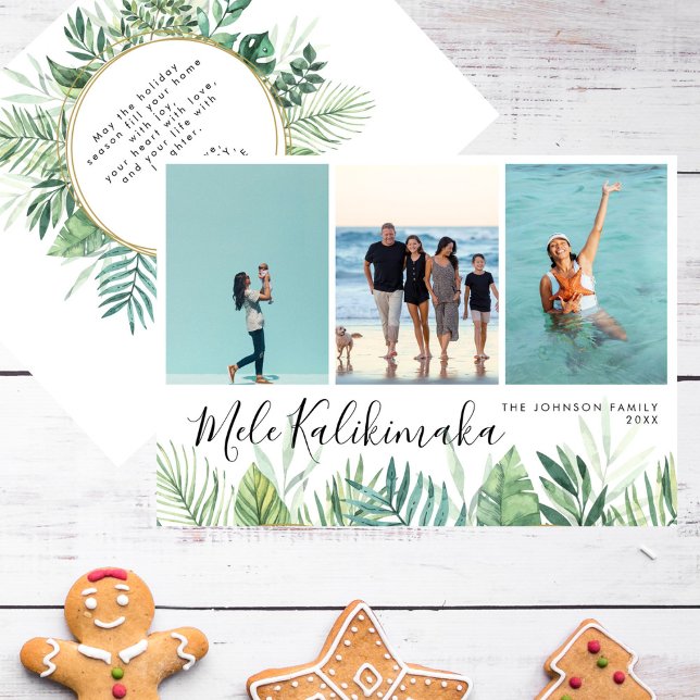 Tropical Mele Kalikimaka Weihnachtsfoto Collage Feiertagskarte (Von Creator hochgeladen)