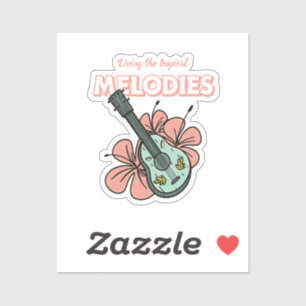 Tropical Melodies Ukulele Floral Art Aufkleber