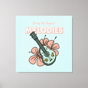 Tropical Melodies Ukulele Floral Art Leinwanddruck