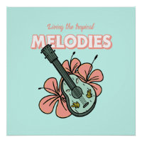 Tropical Melodies Ukulele Floral Art