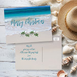 Tropical Mercury Ocean Beach Postcard Feiertagspostkarte<br><div class="desc">Tropische Weihnachtsgrüße,  erschwingliche Postkarte. Passen Sie alle Texte mit dem Ozean und dem Strand Sand als Hintergrundbild an. Rett mit dieser Art von Karte Geld.</div>