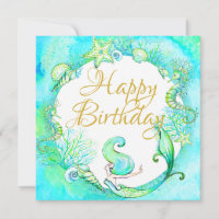 Tropical Mermaid Summer Happy Birthday