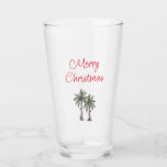 Tropical Merry Christmas Beach Palmen Glas<br><div class="desc">Tropical Beach Frohe Weihnachtsglas,  mit einer Palmenbildermalerei und Schrift Typografie. Mit anpassbarer Schrift fügen Sie Ihre eigenen Informationen hinzu. Eine festliche Ergänzung zu Ihrer Feier oder Feier.</div>