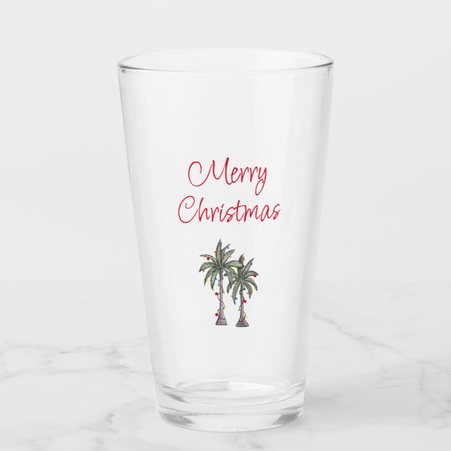 Tropical Merry Christmas Beach Palmen Glas (Vorderseite)