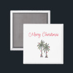 Tropical Merry Christmas Beach Palmen Magnet<br><div class="desc">Tropical Beach Frory Weihnachtsmagnet,  mit einer Palmblüte Illustration und Schrift Typografie. Mit anpassbarer Schrift fügen Sie Ihre eigenen Informationen hinzu. Eine festliche Ergänzung zu Ihrer Ferienküche.</div>