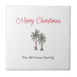 Tropical Merry Christmas Palm Trees Beach Fliese<br><div class="desc">Tropical Beach Frohe Weihnachtsfliesen,  mit einer Palmen Illustration und Schrift Typografie. Mit anpassbarer Schrift fügen Sie Ihre eigenen Informationen hinzu. Eine festliche Ergänzung zu Ihrem Küchenurlaub-Dekor.</div>