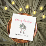 Tropical Merry Christmas Palm Trees Beach Serviette<br><div class="desc">Tropical Beach Frohe Weihnachtsserviette,  mit einer Palmblüte Illustration und Schrift Typografie. Mit anpassbarer Schrift fügen Sie Ihre eigenen Informationen hinzu. Eine festliche Ergänzung zu Ihrem Urlaubsziel Abendtisch.</div>