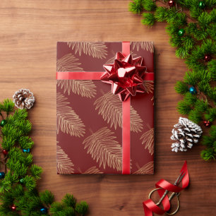 Tropical Metallic Gold Palm Blätter, Burgund Geschenkpapier
