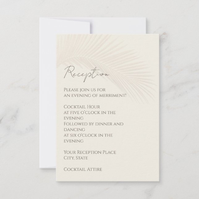 Tropical Minimal Beach Empfang Enclosure Card Einladung (Vorderseite)