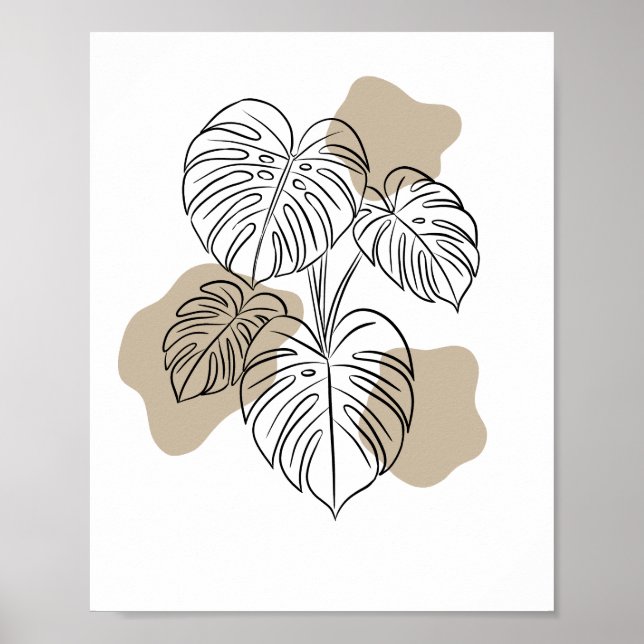 Tropical Minimalist Plant Line Art  Poster (Vorne)