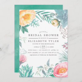 Tropical Mint Floral Summer Brautparty laden Einladung