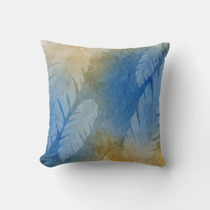 Tropical Misty Banana Blätter Blue Gold Kissen