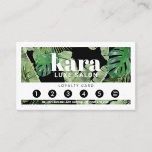 Tropical Modern Boutique Salon Black Loyalty Card Treuekarte