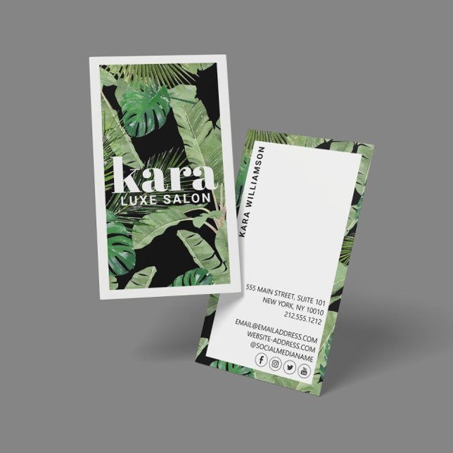 Tropical Modern Boutique Salon Designer Black Visitenkarte (Von Creator hochgeladen)