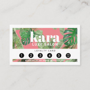 Tropical Modern Boutique Salon Pink Loyalty Card Treuekarte