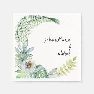 Tropical Modern Schriftart Couple Names Cocktail Serviette